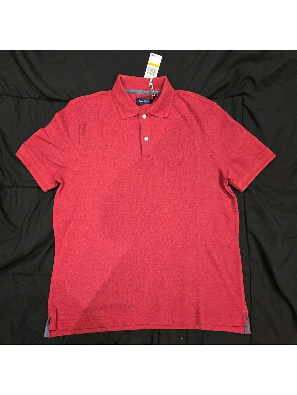 Nautica Mens Polo Pique Shirt  Short Sleeve Red Size S